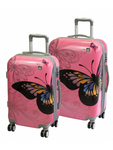 A2S Set of 2 trolley suitcases Pink butterfly